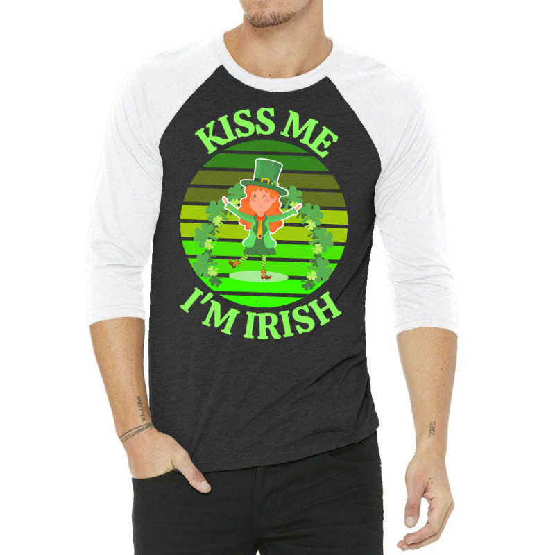 Kiss Me Im Irish T  Shirtkiss Me I’m Irish T  Shirt (9) 3/4 Sleeve Shirt | Artistshot