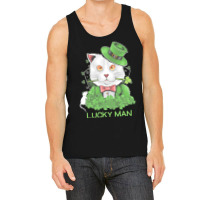 Lucky Man T  Shirt Lucky Man Funny White Cat And White Mouse St. Patri Tank Top | Artistshot