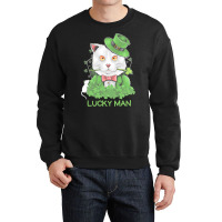 Lucky Man T  Shirt Lucky Man Funny White Cat And White Mouse St. Patri Crewneck Sweatshirt | Artistshot