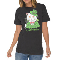 Lucky Man T  Shirt Lucky Man Funny White Cat And White Mouse St. Patri Vintage T-shirt | Artistshot