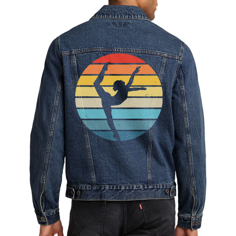 Majorette T  Shirt Baton Twirling Silhouette On A Distressed Retro Sun Men Denim Jacket | Artistshot