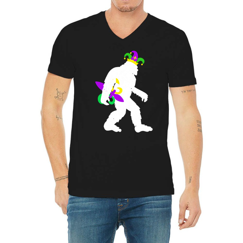 Mardi Gras Bigfoot T  Shirt Mardi Gras Carnival Bigfoot New Orleans Ca V-neck Tee | Artistshot