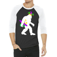 Mardi Gras Bigfoot T  Shirt Mardi Gras Carnival Bigfoot New Orleans Ca 3/4 Sleeve Shirt | Artistshot