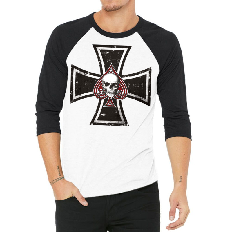 Iron Cross With Ace Of Spades 3/4 Sleeve Shirt by smorvyayidinl | Artistshot