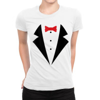 Red Bow Tie Tuxedo Costume Funny Business Casual Tank Top Ladies Fitted T-shirt | Artistshot