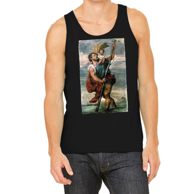 Saint Christopher Carrying The Christ Child Fresco Tank Top | Artistshot