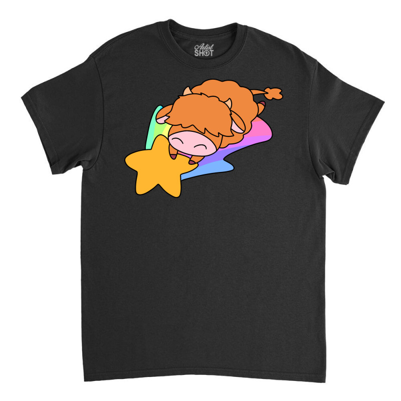 Rainbow Shooting Star Highland Cow Classic T-shirt | Artistshot