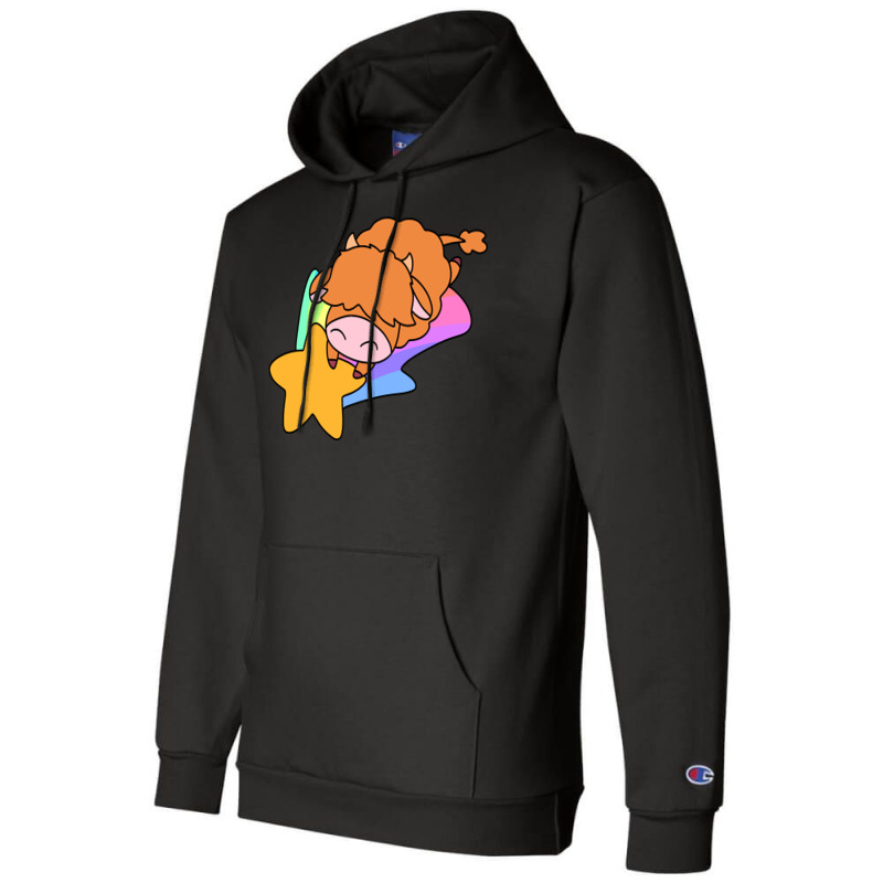 Rainbow Shooting Star Highland Cow Champion Hoodie | Artistshot