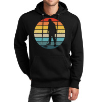 Metal T  Shirt Metal Detector Silhouette On A Distressed Retro Sunset Unisex Hoodie | Artistshot