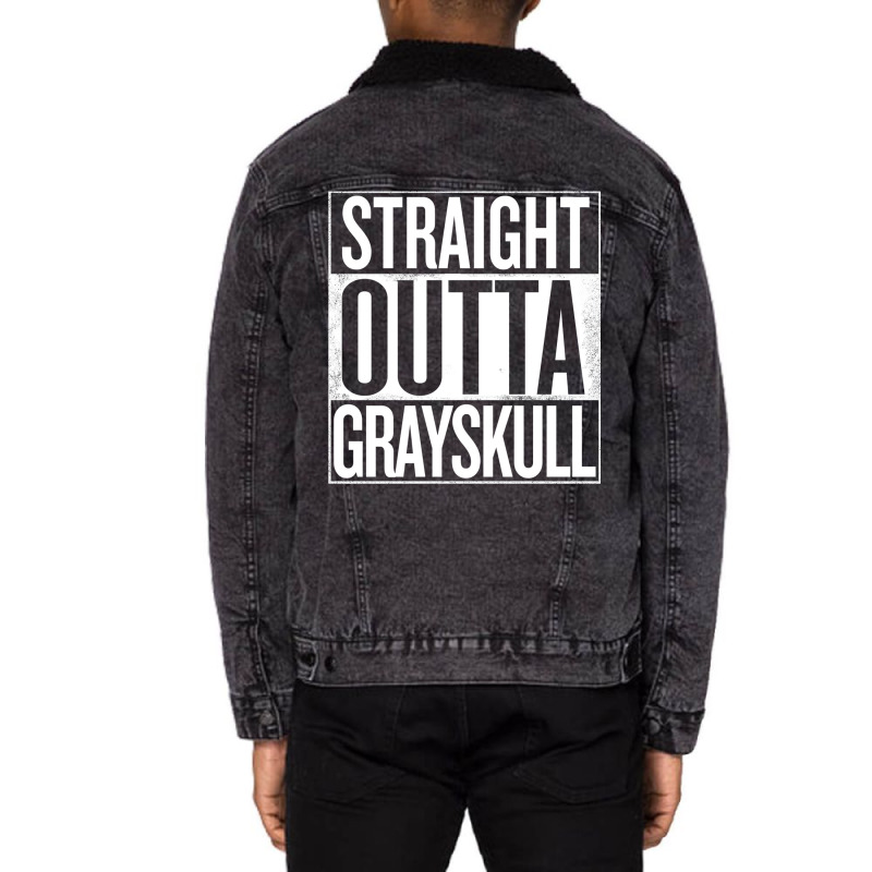 Straight Outta Grayskull He Man And The Masters Of The Universe White Unisex Sherpa-lined Denim Jacket | Artistshot