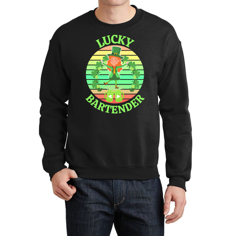 One Lucky Bartender T  Shirtone Lucky Bartender T  Shirt (3) Crewneck Sweatshirt | Artistshot