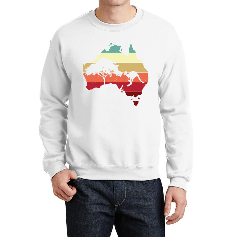 Cool Australia Map Kangaroo Rainbow Australian Aussie Long Sleeve T Sh Crewneck Sweatshirt by wafaha | Artistshot