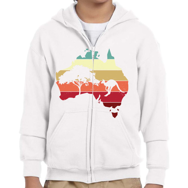 Cool Australia Map Kangaroo Rainbow Australian Aussie Long Sleeve T Sh Youth Zipper Hoodie by wafaha | Artistshot