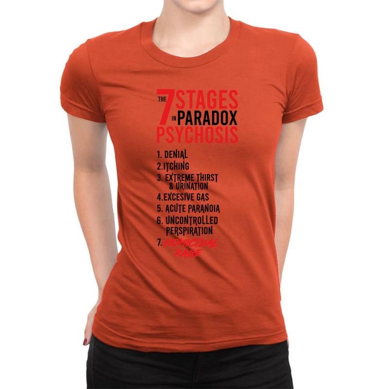 Umbrella Academy 2 The 7 Stages In Paradox Psychosis (white) Ladies Fitted T-Shirt by henkeltohmas9 | Artistshot