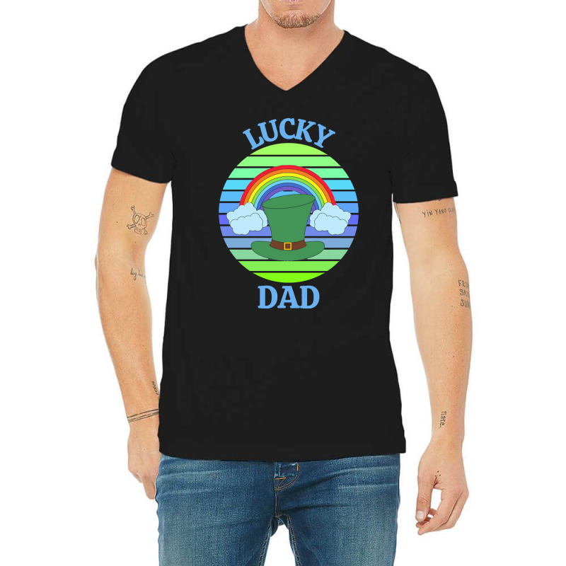 One Lucky Dad T  Shirtone Lucky Dad T  Shirt (5) V-neck Tee | Artistshot