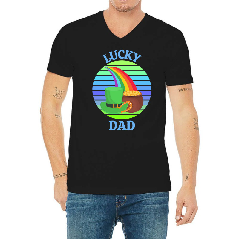 One Lucky Dad T  Shirtone Lucky Dad T  Shirt (7) V-neck Tee | Artistshot