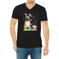 Happy Easter Cute Bunny Dog Pug Wearing Bunny Ears Gift V-neck Tee | Artistshot