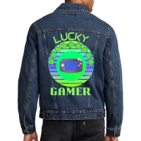 One Lucky Gamer T  Shirtone Lucky Gamer T  Shirt (3) Men Denim Jacket | Artistshot