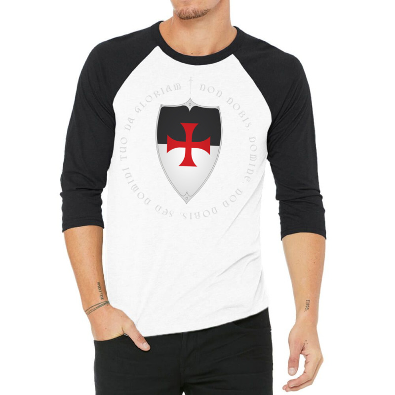 Knights Templar Crusader Motto And Cross 3/4 Sleeve Shirt | Artistshot