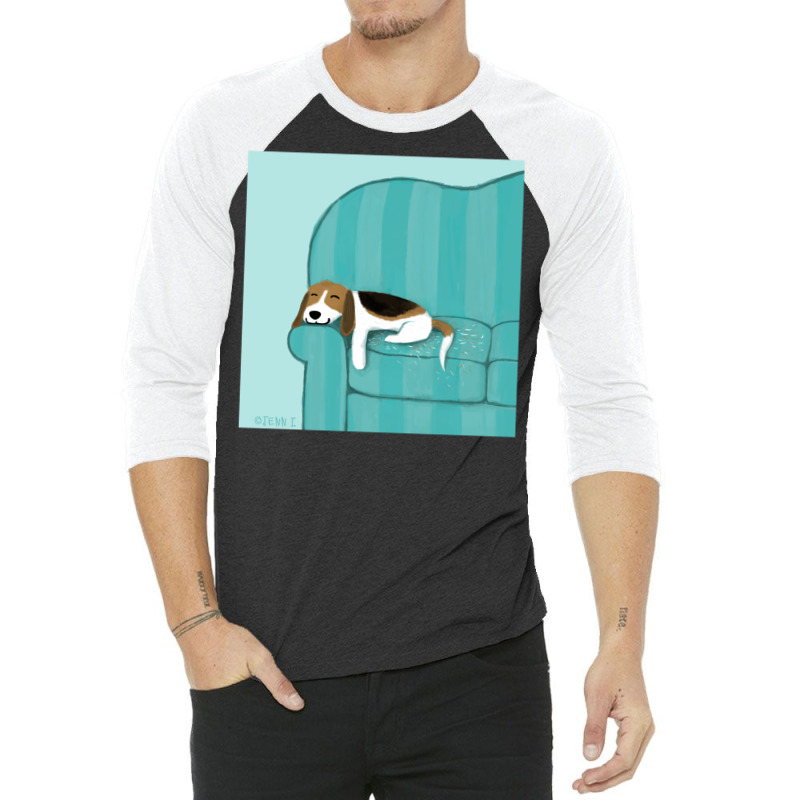 Happy Couch Dog  Cute Beagle 3/4 Sleeve Shirt | Artistshot