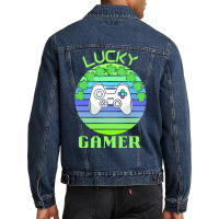 One Lucky Gamer T  Shirtone Lucky Gamer T  Shirt (7) Men Denim Jacket | Artistshot