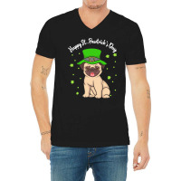 Patricks Day Gift T  Shirt Pug Dogs Lover Funny Irish Shamrock Happy S V-neck Tee | Artistshot