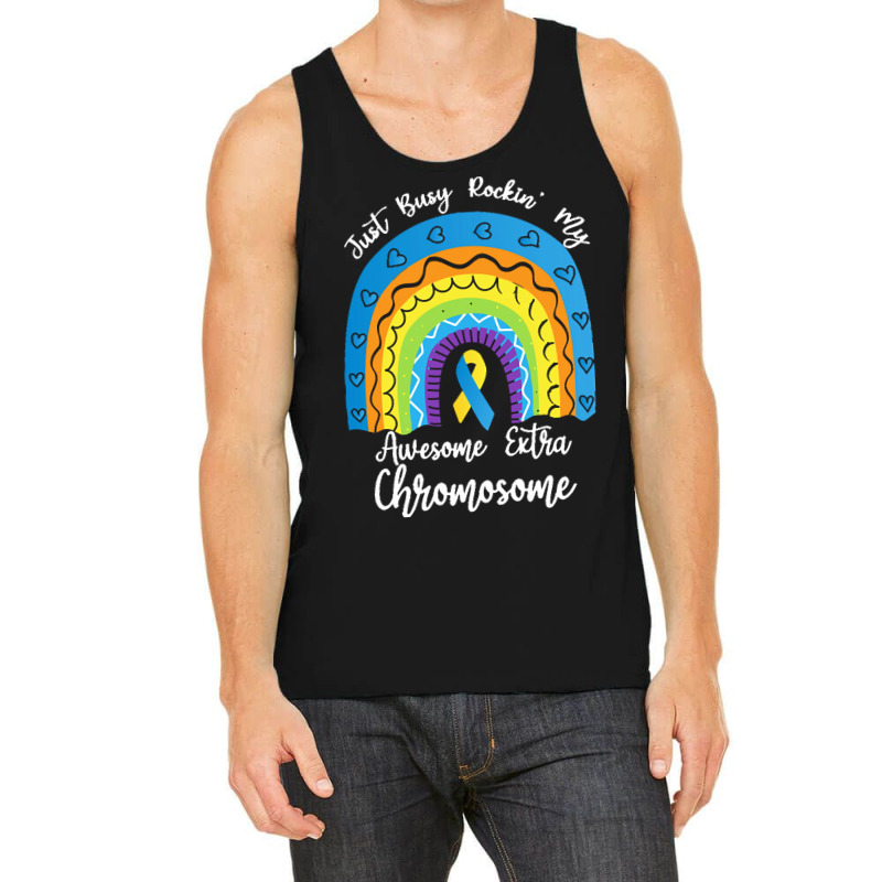 Rainbow Down Syndrome Funny For Kid T  Shirt Just Busy Rockin' My Awes Tank Top | Artistshot