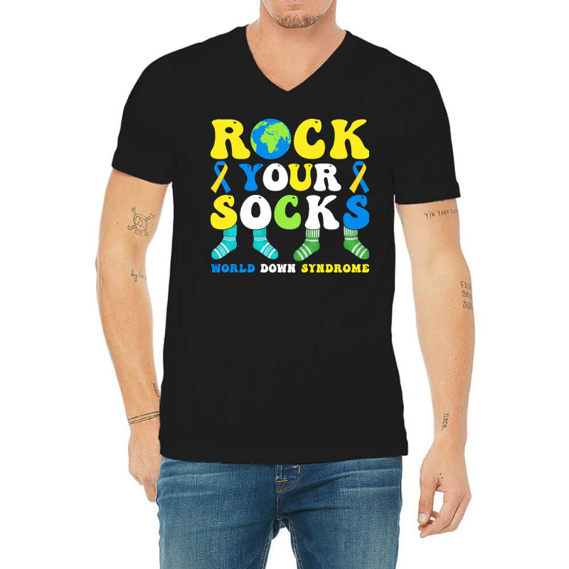 Rock Your Socks World Down Syndrome Day T  Shirt Rock Your Socks World V-neck Tee | Artistshot