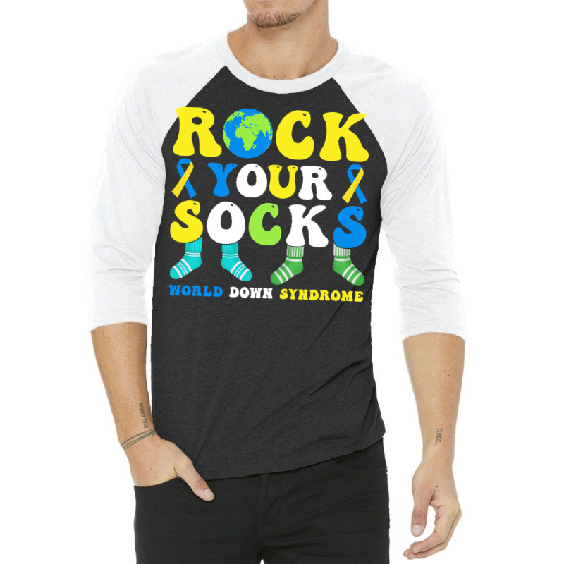 Rock Your Socks World Down Syndrome Day T  Shirt Rock Your Socks World 3/4 Sleeve Shirt | Artistshot