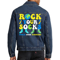 Rock Your Socks World Down Syndrome Day T  Shirt Rock Your Socks World Men Denim Jacket | Artistshot