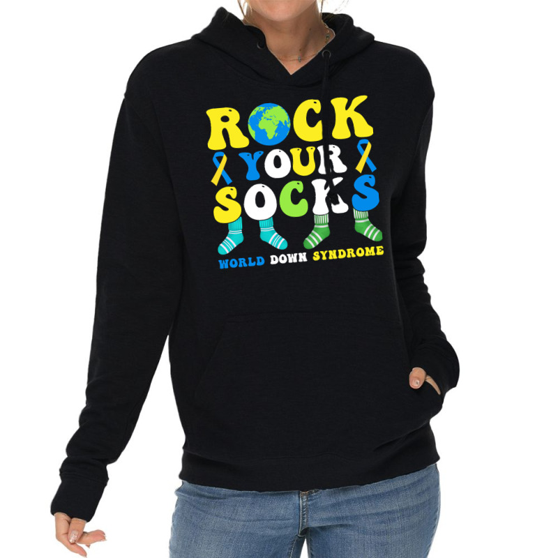 Rock Your Socks World Down Syndrome Day T  Shirt Rock Your Socks World Lightweight Hoodie | Artistshot