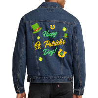 Saint Patricks Day T  Shirt Cute Leprechaun Shamrock Lucky Charm Happy Men Denim Jacket | Artistshot