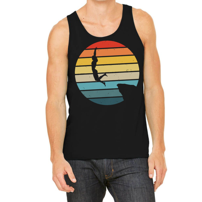 Scuba Diving T  Shirt Cliff Diving Silhouette On A Distressed Retro Su Tank Top | Artistshot