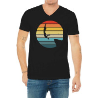 Scuba Diving T  Shirt Cliff Diving Silhouette On A Distressed Retro Su V-neck Tee | Artistshot