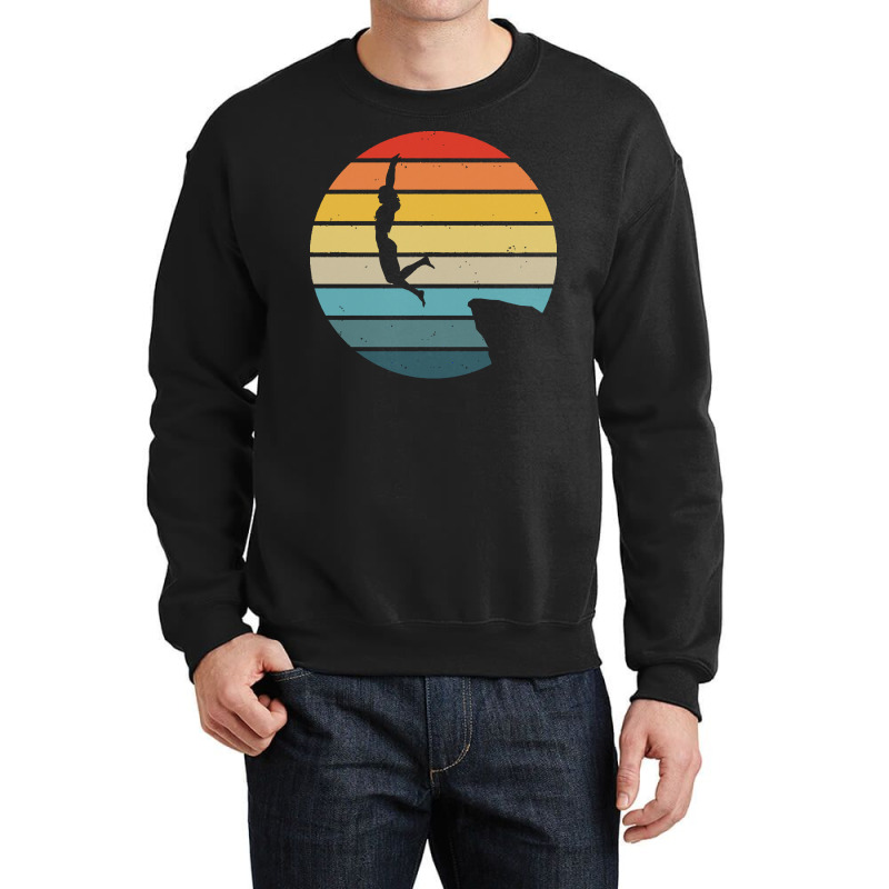 Scuba Diving T  Shirt Cliff Diving Silhouette On A Distressed Retro Su Crewneck Sweatshirt | Artistshot