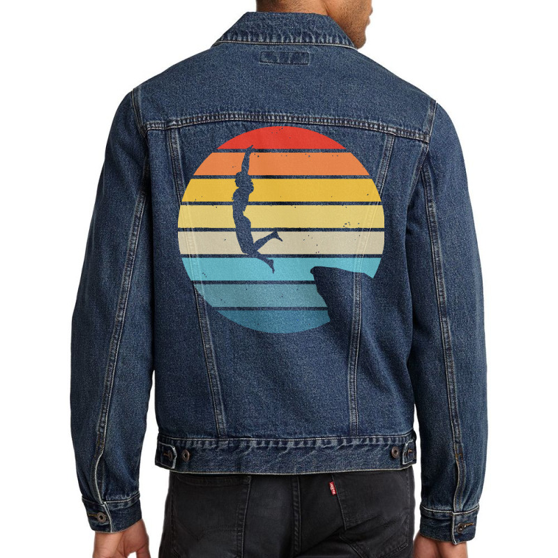 Scuba Diving T  Shirt Cliff Diving Silhouette On A Distressed Retro Su Men Denim Jacket | Artistshot