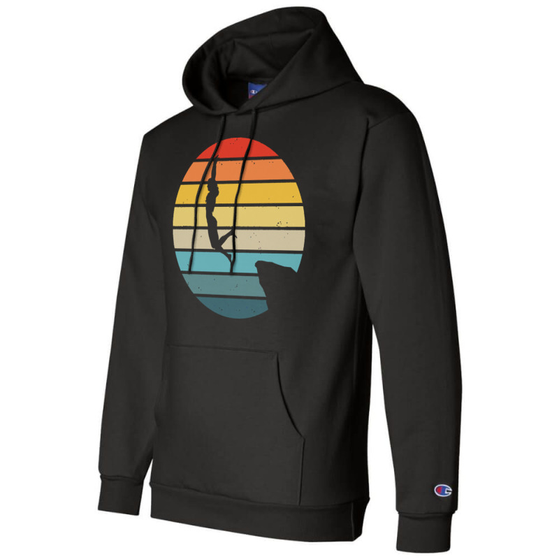 Scuba Diving T  Shirt Cliff Diving Silhouette On A Distressed Retro Su Champion Hoodie | Artistshot