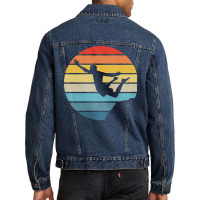 Scuba Diving T  Shirt Cliff Diving Silhouette On A Distressed Retro Su Men Denim Jacket | Artistshot