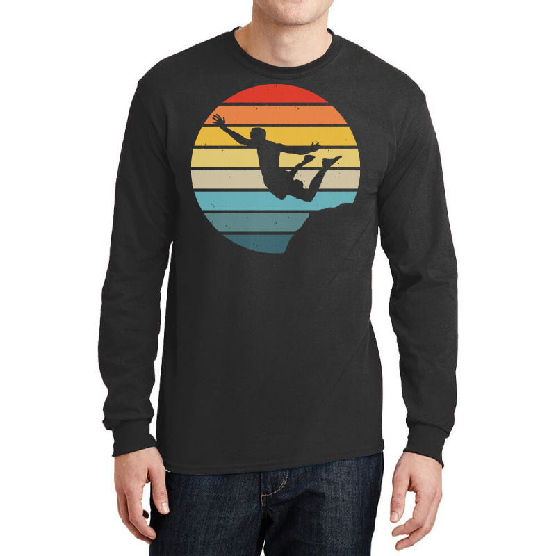 Scuba Diving T  Shirt Cliff Diving Silhouette On A Distressed Retro Su Long Sleeve Shirts | Artistshot