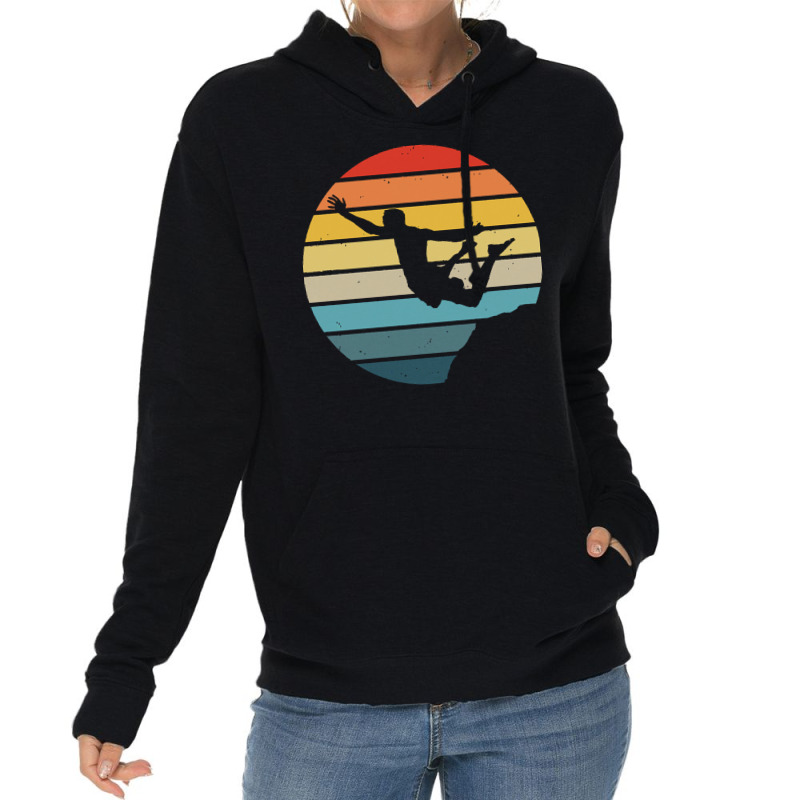 Scuba Diving T  Shirt Cliff Diving Silhouette On A Distressed Retro Su Lightweight Hoodie | Artistshot