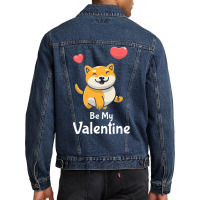 Shiba Inu Lovers T  Shirt Cute Shiba Inu Dog With Red Heart Be My Vale Men Denim Jacket | Artistshot