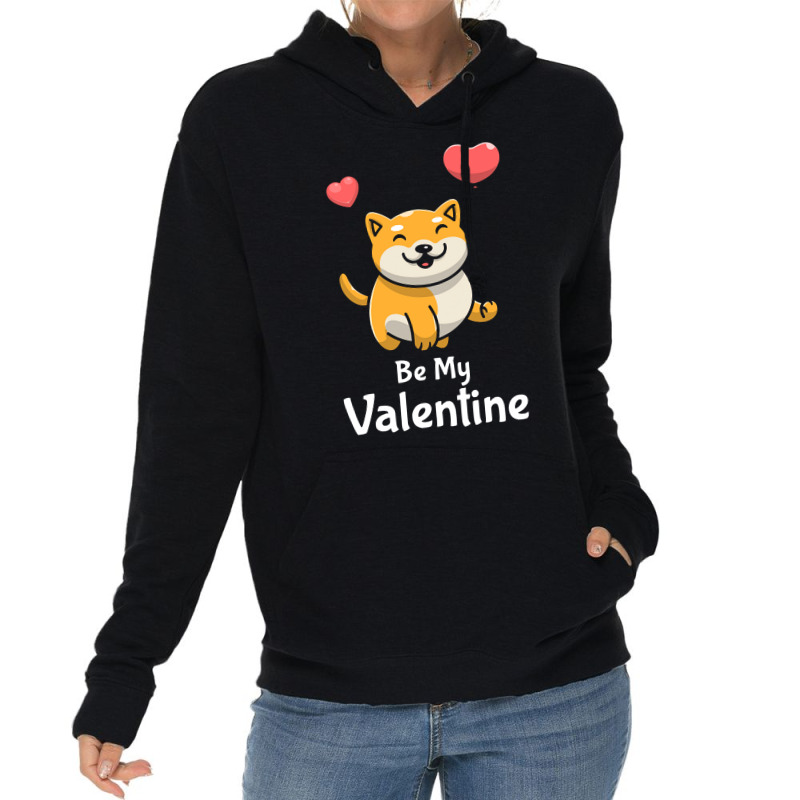 Shiba Inu Lovers T  Shirt Cute Shiba Inu Dog With Red Heart Be My Vale Lightweight Hoodie | Artistshot