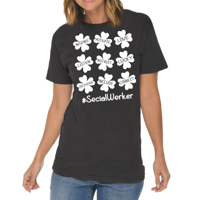 Social Worker St Patricks Day T  Shirt Shamrock Inspire Love Lucky Soc Vintage T-shirt | Artistshot