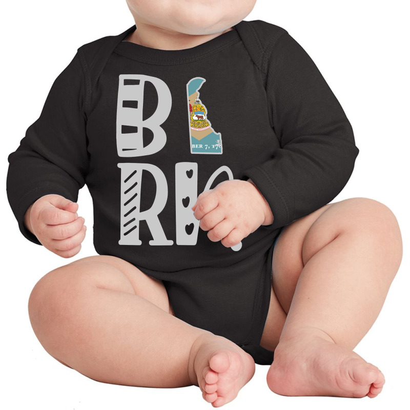 Limited Edition Born Delaware In Art Block Letters Long Sleeve Baby Bodysuit by Jerhogen528 | Artistshot