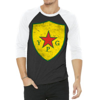 Ypg People's Protection Units Distressed 3/4 Sleeve Shirt | Artistshot