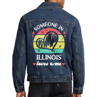 Someone In Illinois Loves Me T  Shirt Someone In Illinois Loves Me Fun Men Denim Jacket | Artistshot