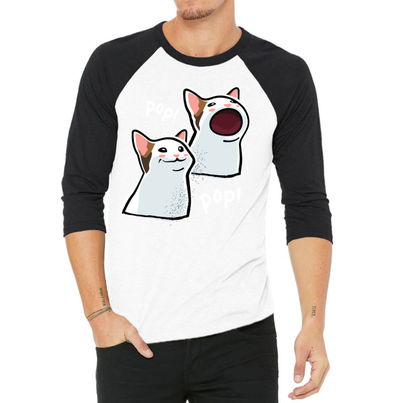 Popping Cat Meme  Pop Cat  Popcat 3/4 Sleeve Shirt by beyanglubow | Artistshot