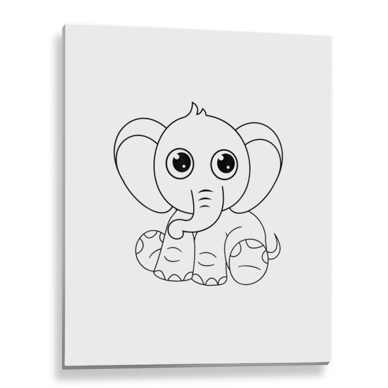 Cute Elephant Sitting Down Metal Print Vertical | Artistshot