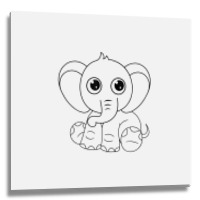 Cute Elephant Sitting Down Metal Print Square | Artistshot