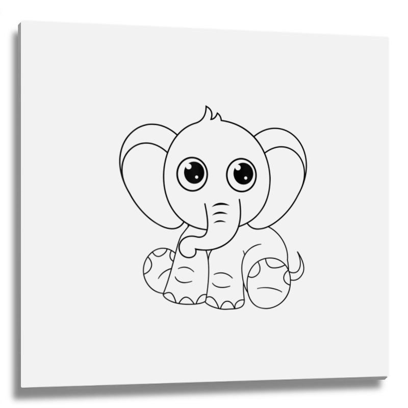 Cute Elephant Sitting Down Metal Print Square | Artistshot